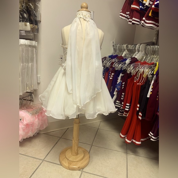 Sz 6 Off White Halter Neck Beaded Pageant FlowerGirl Special Occasion Dress NWT - Picture 5 of 8